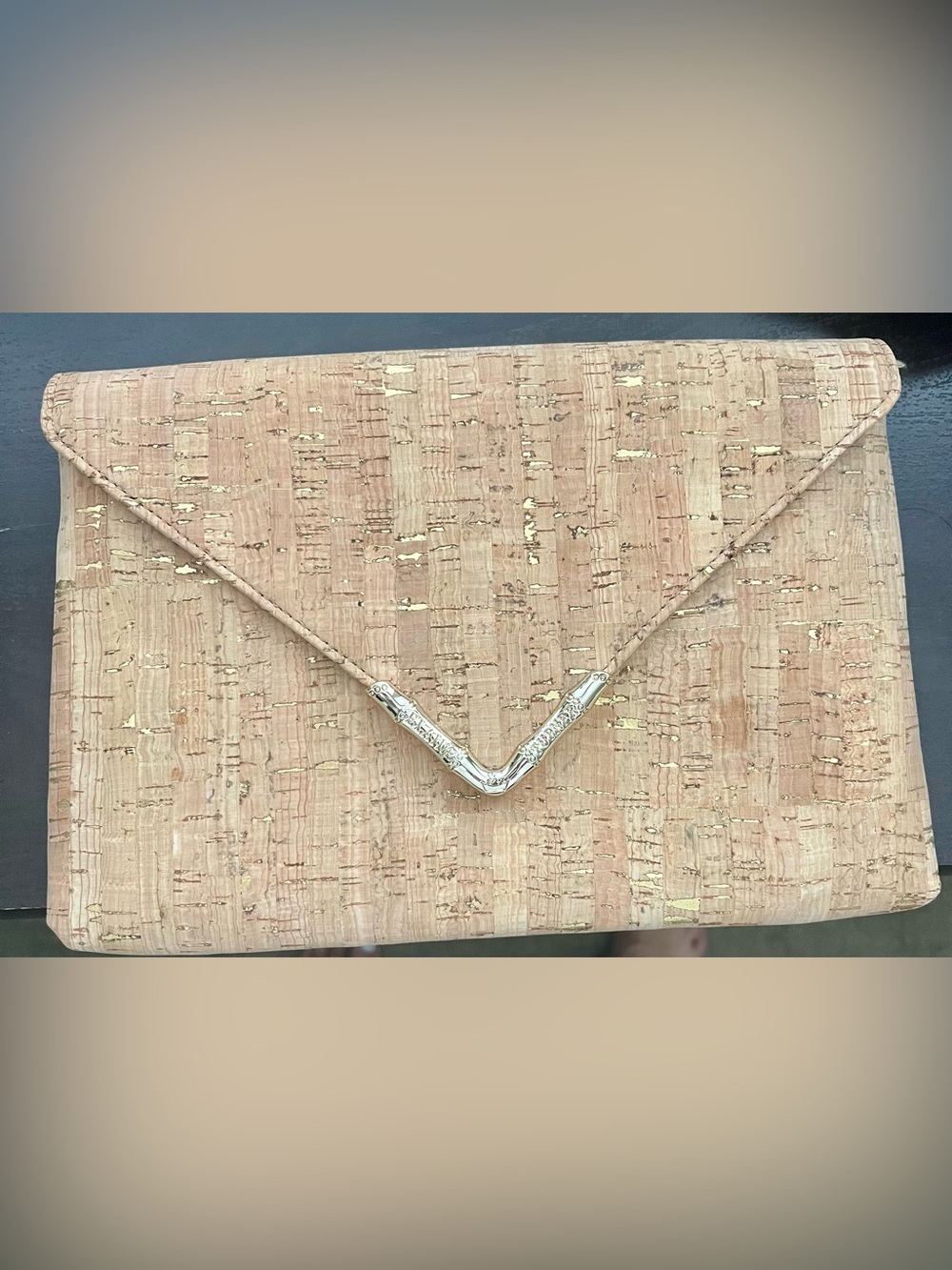 Elaine Turner- Bella Clutch- Cork with Gold Flecks
